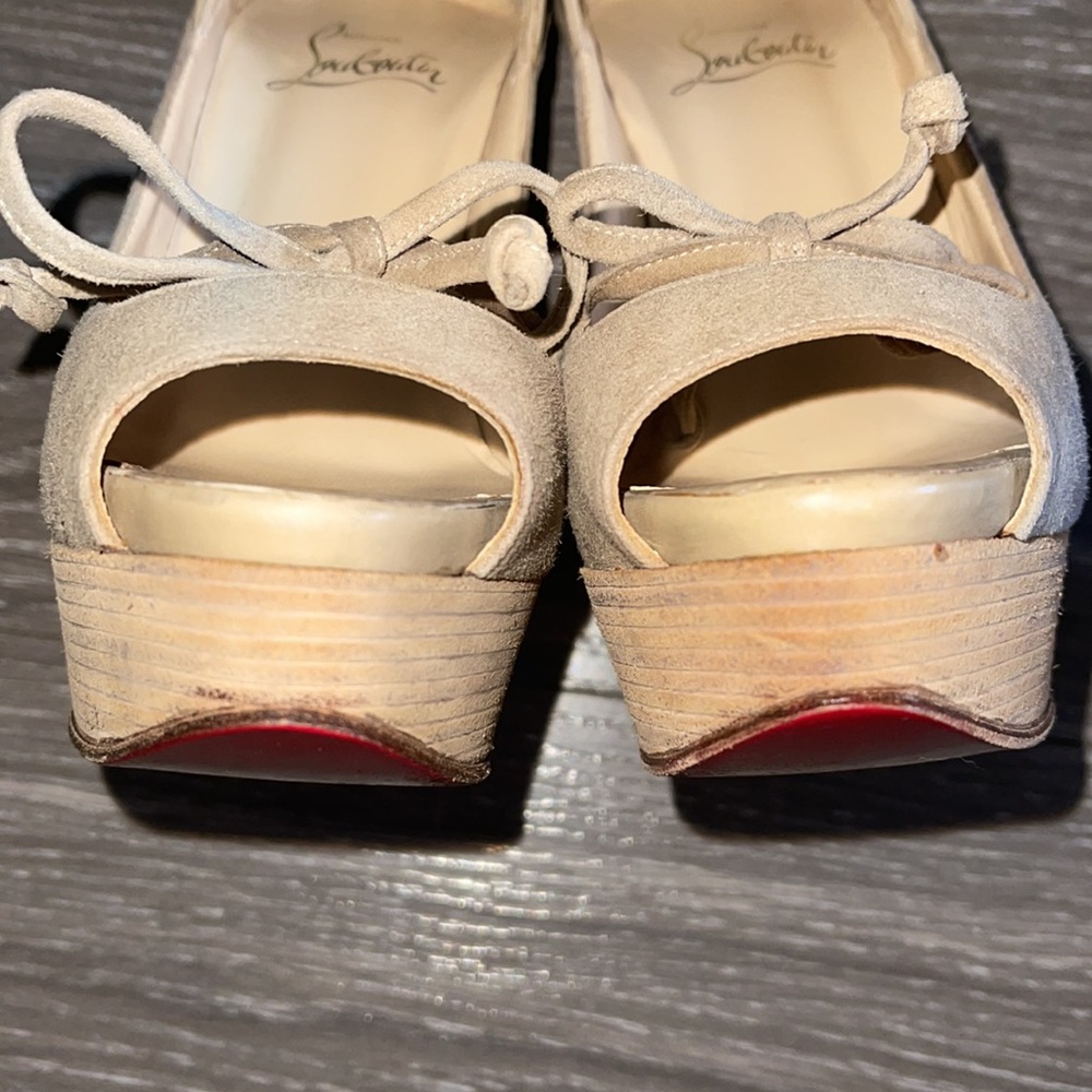 ☀️SOLD☀️Christian Louboutin Mavela Bow Mesh Pump Open Toe Platform Size 36.5 - Picture 7 of 14